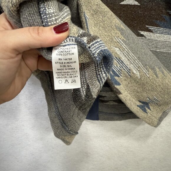 Ott Jacket Womens M/L Gray Brown Aztec Southwestern Shacket Corduroy Collar - Picture 7 of 8